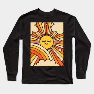 The Happiest Sun Retro Groovy 70s Orange Yellow Long Sleeve T-Shirt